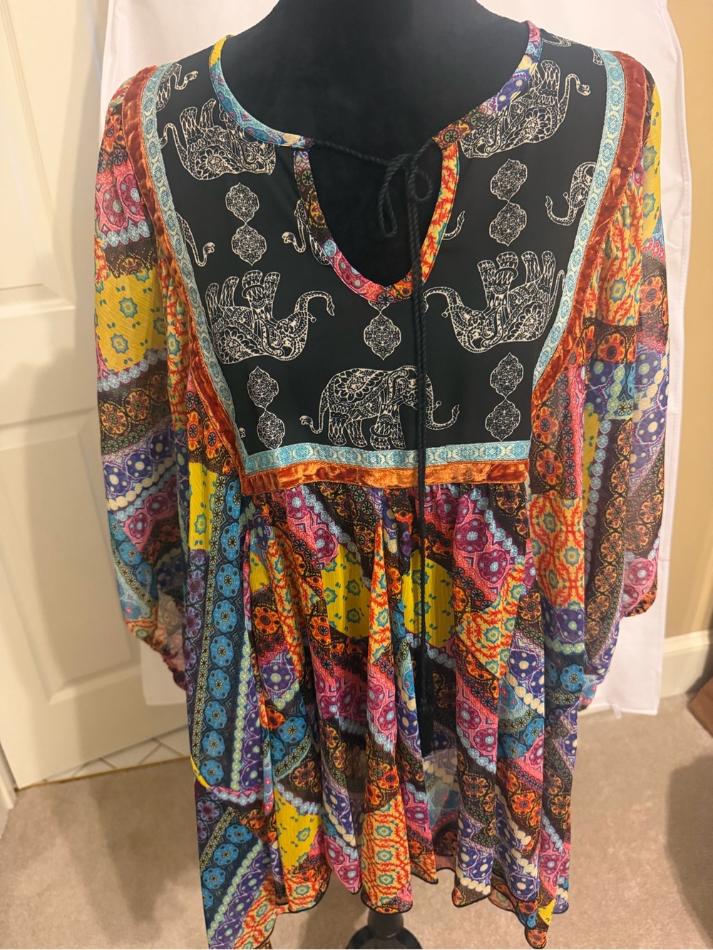 ivy jane Multicolor Elephant Patchwork Peasant Tunic